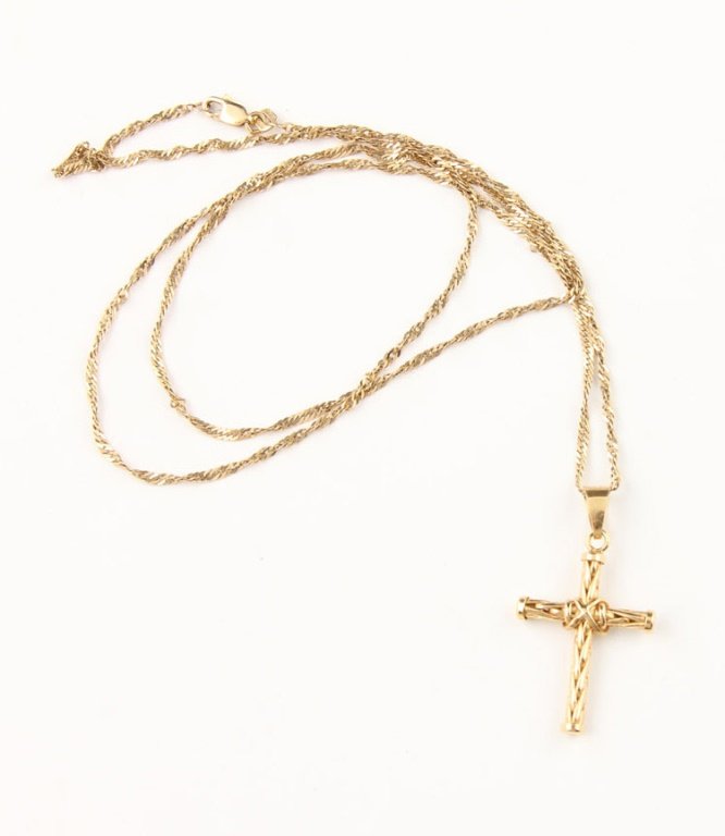 LADIES 14K YELLOW GOLD CHAIN & CROSS PENDANT (1 of 4)