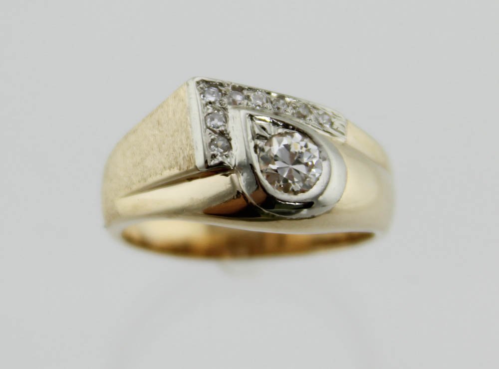 MENS 14K YELLOW GOLD DIAMOND FASHION RING (1 of 4)