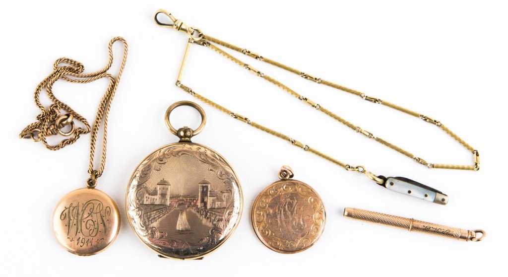 LOT OF FIVE ANTIQUE GOLD FILLED PIECES (1 of 4)