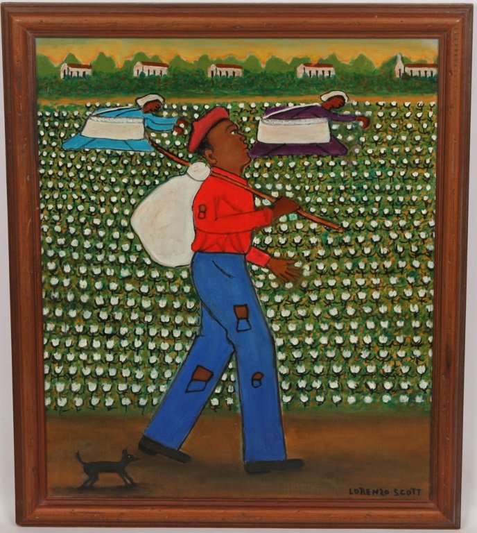 LORENZO SCOTT OIL ON CANVAS FOLK ART PAINTING (1 of 4)