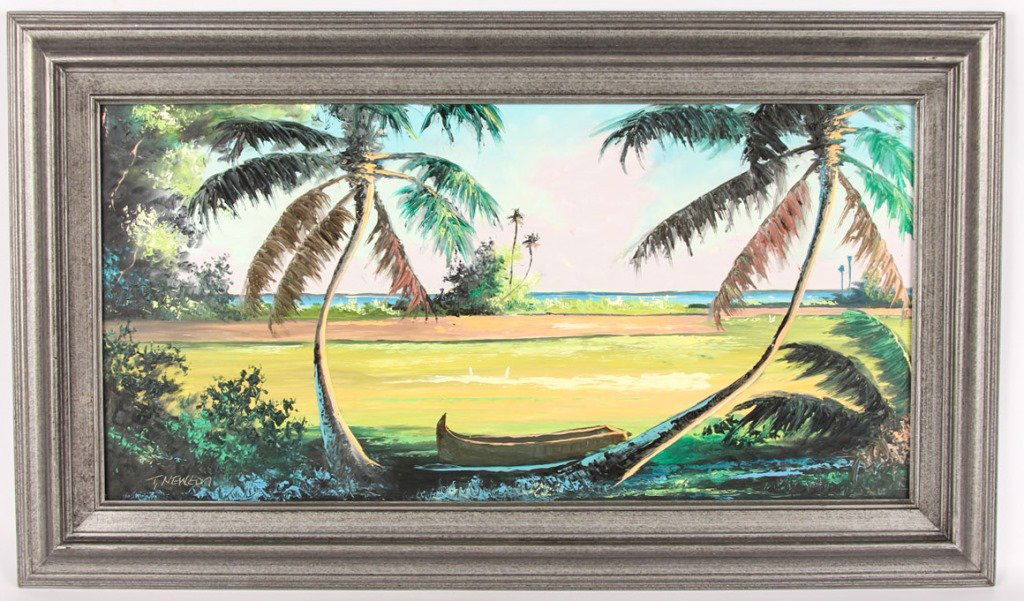 TRACY NEWTON OIL ON BOARD WETLAND WITH CANOE (1 of 4)