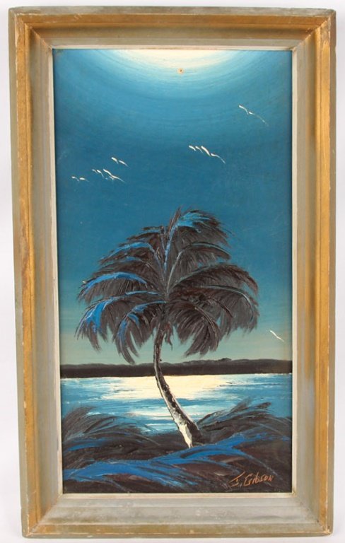 JAMES GIBSON EARLY '60s SILHOUETTE OIL ON BOARD (1 of 5)