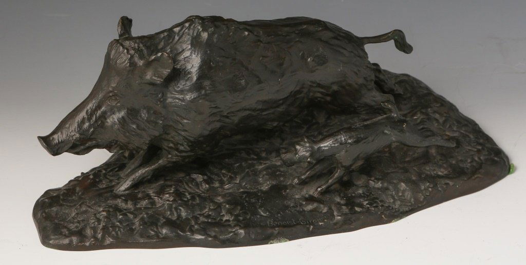YVES-BENOIST GIRONIERE CAST BRONZE BOAR & DOG (1 of 5)