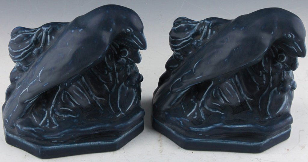 PAIR ROOKWOOD POTTERY ROOK BOOKENDS 1919 (1 of 6)