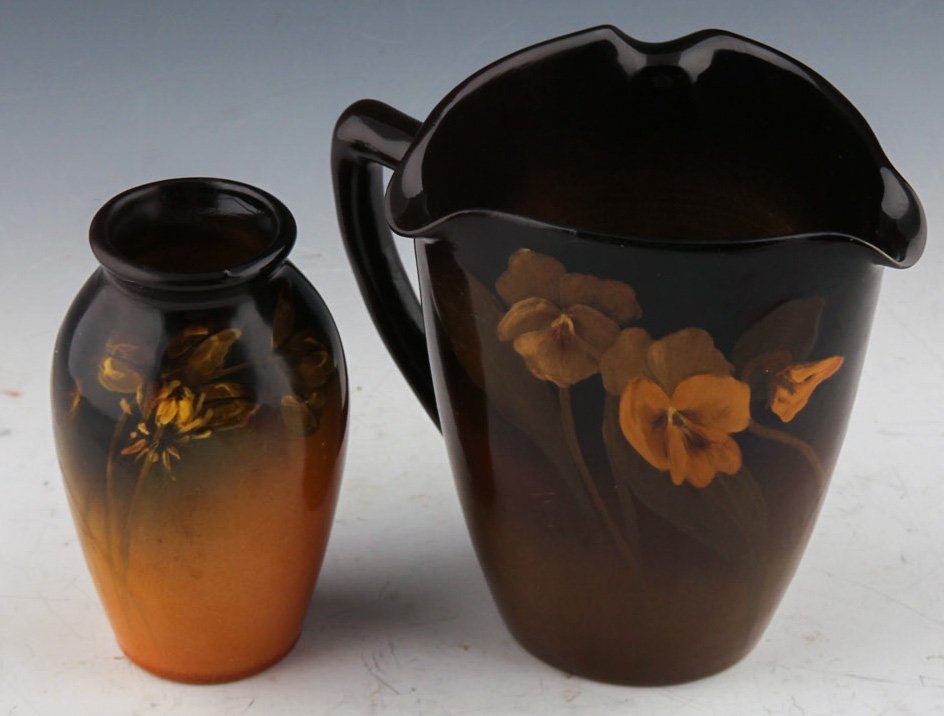 2 ROOKWOOD POTTERY VASE & PITCHER 1897 1907 (1 of 6)