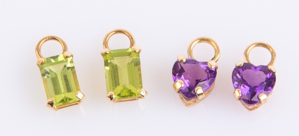 TWO (2) 14K YELLOW GOLD GEMSTONE EARRING JACKETS (1 of 3)