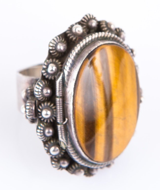 LADIES STERLING RING WITH TIGER'S EYE (1 of 3)