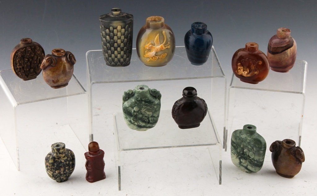 13 STONE CHINESE SNUFF BOTTLES (1 of 6)