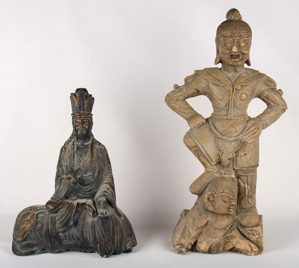 2 ASIAN STONE CARVED STATUES CHINESE & THAI (1 of 3)