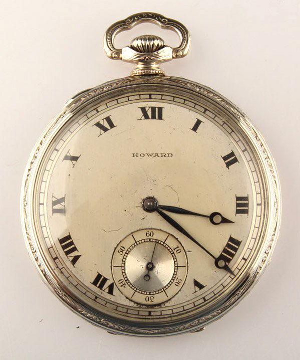 MENS SILVER PLATED HOWARD POCKET WATCH (1 of 5)