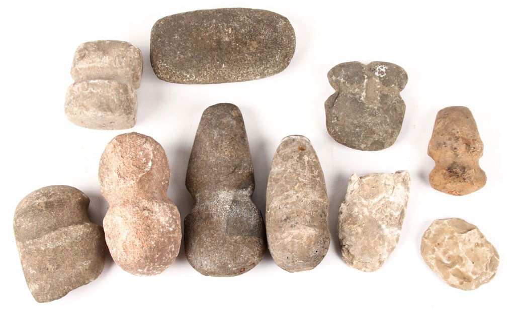 10 NATIVE AMERICAN STONE TOOL CELTS (1 of 5)