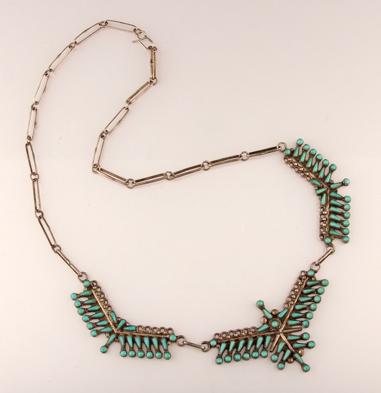 ZUNI STERLING AND TURQUOISE NECKLACE (1 of 4)