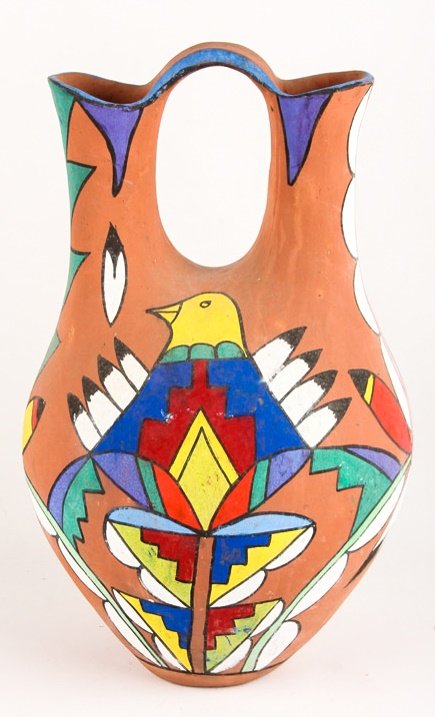 MID 20TH C POLYCHROME TESUQUE WEDDING JAR (1 of 5)