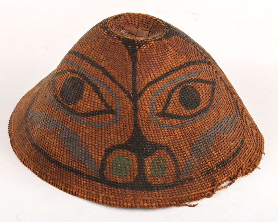 20TH C. HAIDA PAINTED BASKETRY HAT (1 of 4)