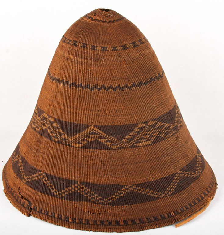 EARLY 20TH C POMO CONICAL BURDEN BASKET