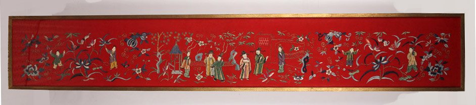 LARGE FRAMED CHINESE SILK EMBROIDERY TO FELT (1 of 4)