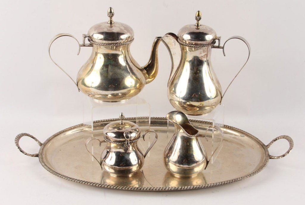 LARGE 5 PC 800 SILVER SFRISO VENEZIA TEA SERVICE (1 of 4)