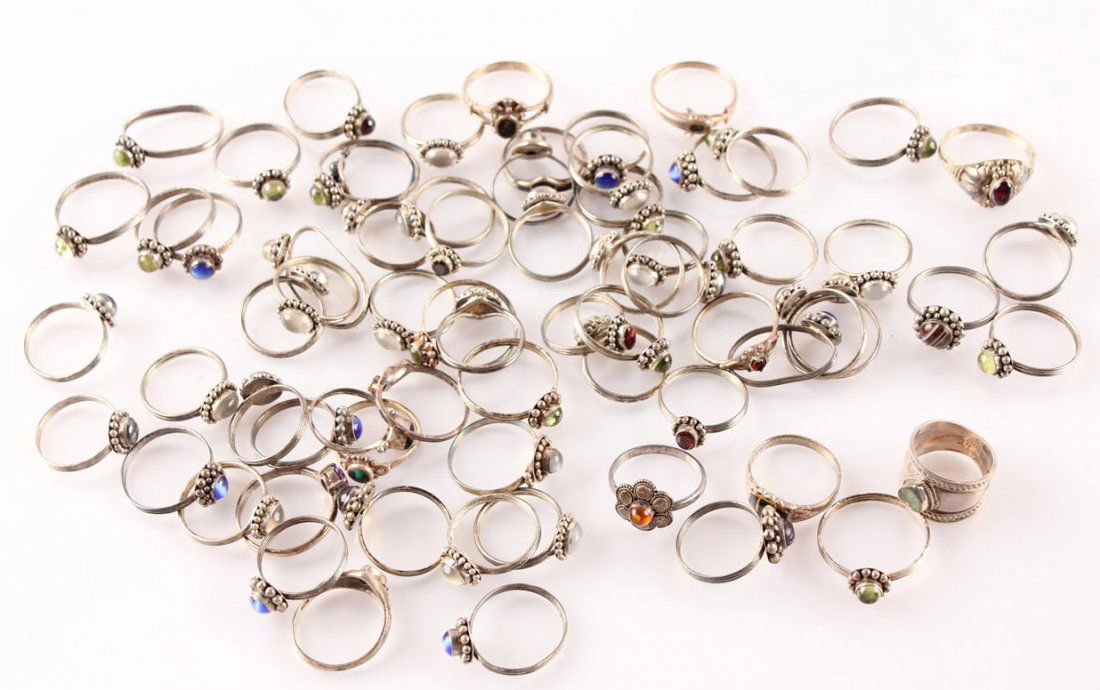 LADIES STERLING SILVER SEMI PRECIOUS RINGS (1 of 9)