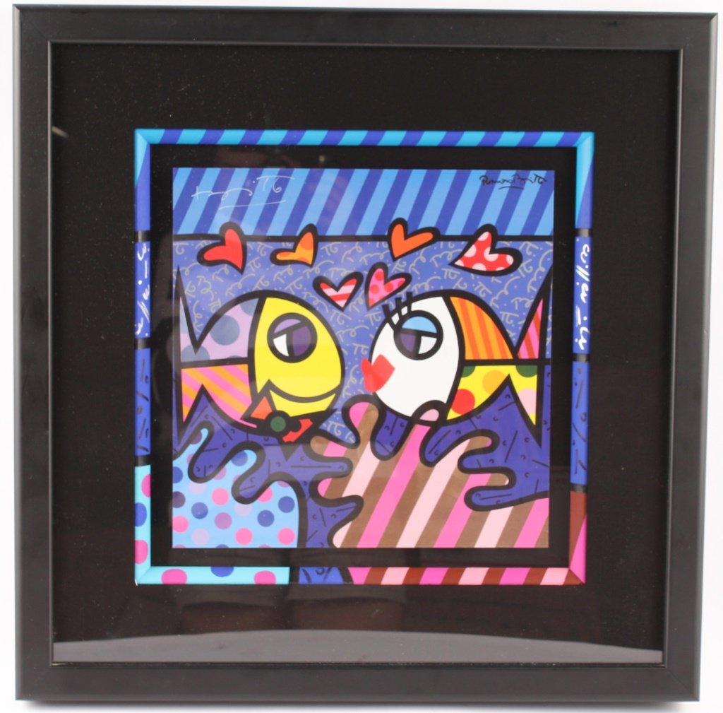 ROMERO BRITTO FISH LITHOGRAPH SIGNED & FRAMED (1 of 6)