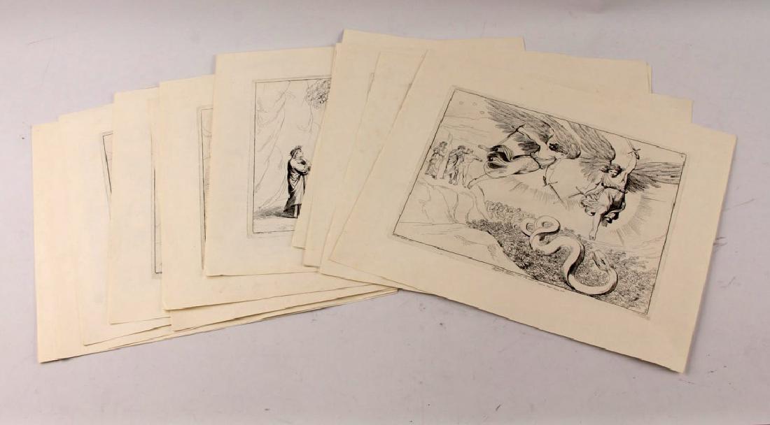 12 BARTOLOMEO PINELLI DANTE INSPIRED ENGRAVINGS: 12 BARTOLOMEO PINELLI DANTE INSPIRED ENGRAVINGS Bartolomeo Pinelli (Italian, 1771-1835) collection of 12 engravings inspired by Dante Alighieri's Divine Comedy. Each has a 14 x 10.5" plate size. Size: