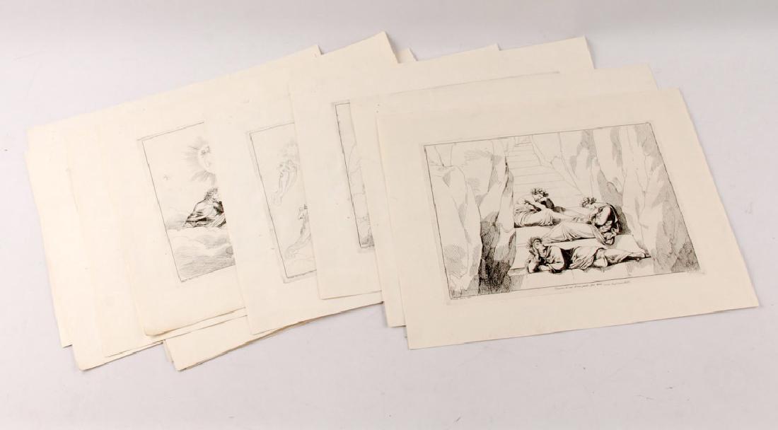 12 BARTOLOMEO PINELLI DANTE INSPIRED ENGRAVINGS: 12 BARTOLOMEO PINELLI DANTE INSPIRED ENGRAVINGS Bartolomeo Pinelli (Italian, 1771-1835) collection of 12 engravings inspired by Dante Alighieri's Divine Comedy. Each Has a 14 x 10.5" plate size and a