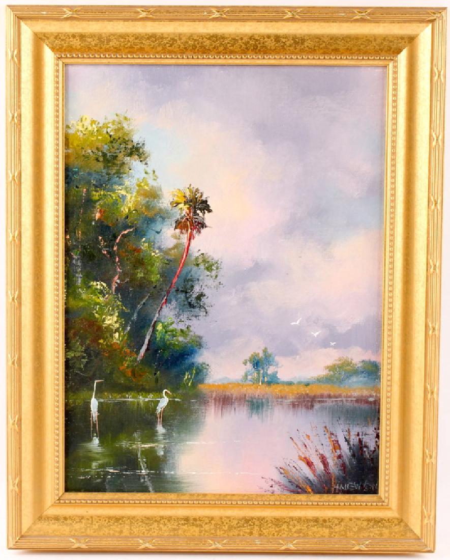 HAROLD NEWTON SUNRISE MARSH OIL ON CANVAS BOARD (1 of 5)