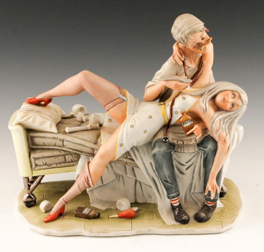 CAPODIMONTE PUCCI DOCTOR PORCELAIN FIGURINE: CAPODIMONTE PUCCI DOCTOR PORCELAIN FIGURINE Capodimonte Pucci "Doctor" porcelain figurine. Marked on underside. Size: 10 x 10 x 6"