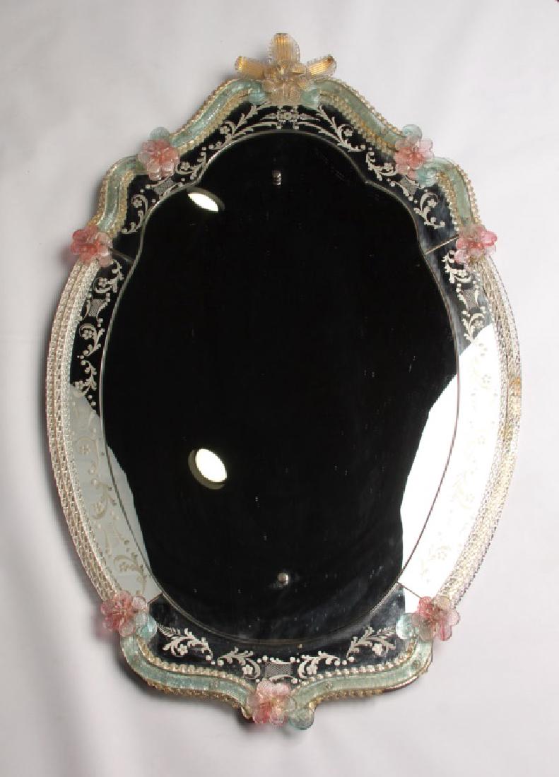 MURANO FLORAL COLORED GLASS WALL MIRROR (1 of 5)