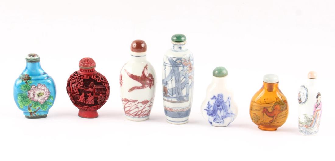 7 CHINESE PORCELAIN ENAMEL CINNARBAR SNUFF BOTTLES (1 of 4)