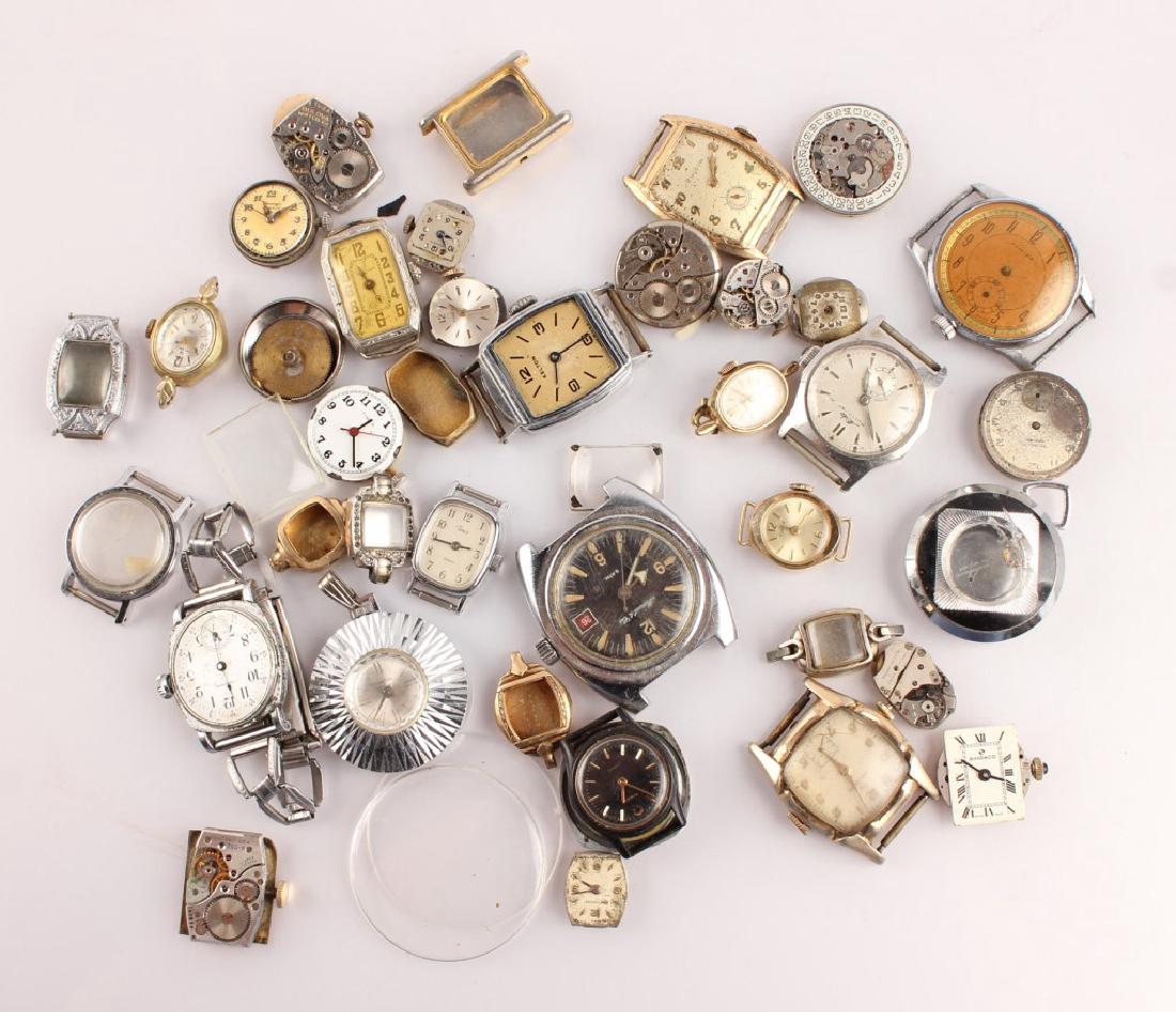 LARGE LOT OF WRISTWATCH PARTS MOVEMENTS DIALS ETC. (1 of 5)
