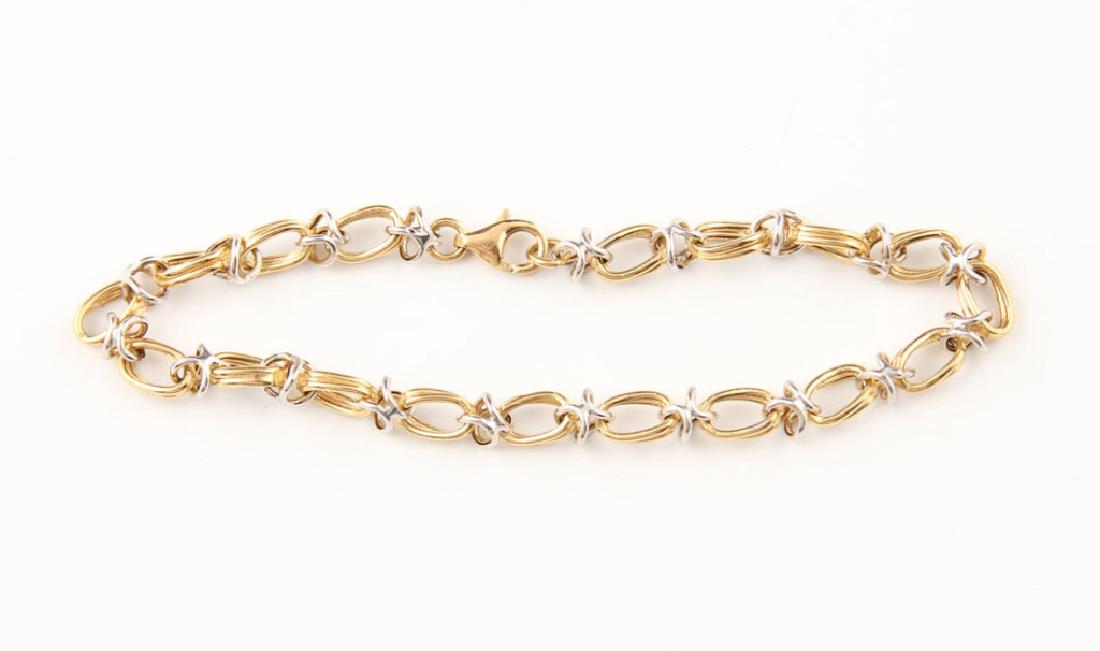 LADIES 18K YELLOW & WHITE GOLD LINK BRACELET (1 of 3)