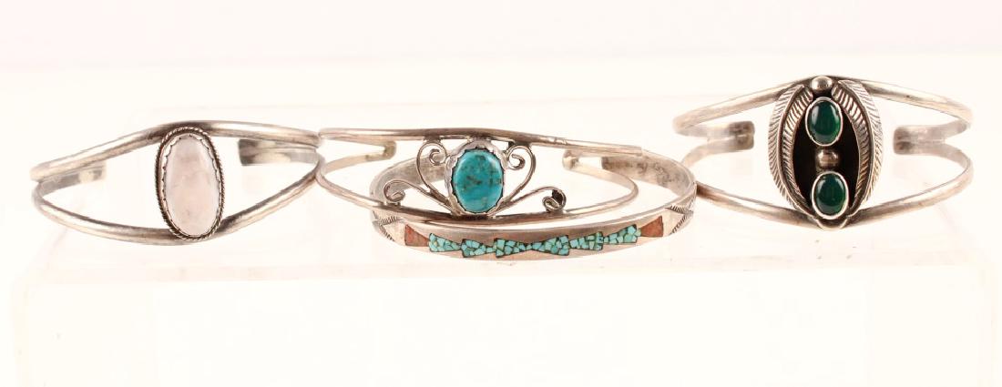 4 SIGNED STERLING SILVER NAVAJO BRACELETS (1 of 8)