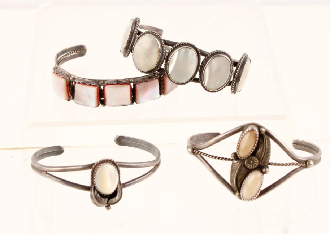 4 UNSIGNED STERLING SILVER MIXED STONE BRACELETS (1 of 6)