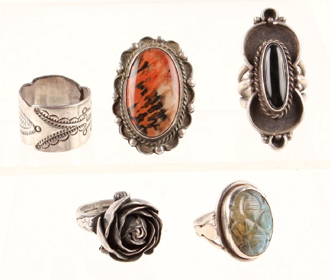 5 LADIES STERLING SILVER DECORATIVE FASHION RINGS (1 of 5)