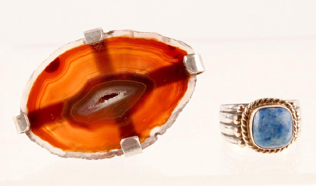 2 AGATE & SODALITE STERLING SILVER RINGS (1 of 4)