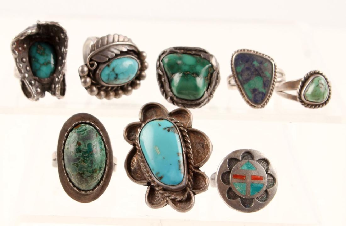 8 STERLING SILVER TURQUOISE RINGS (1 of 5)