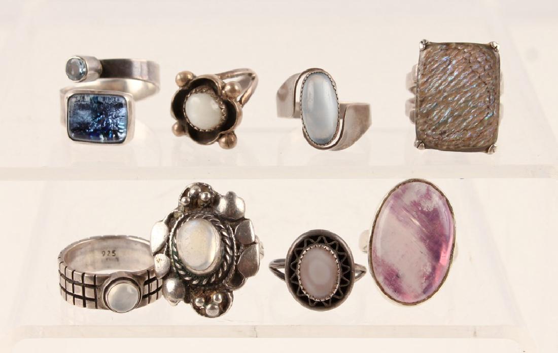8 STERLING SILVER RINGS--QUARTZ, MOONSTONE & MORE (1 of 5)