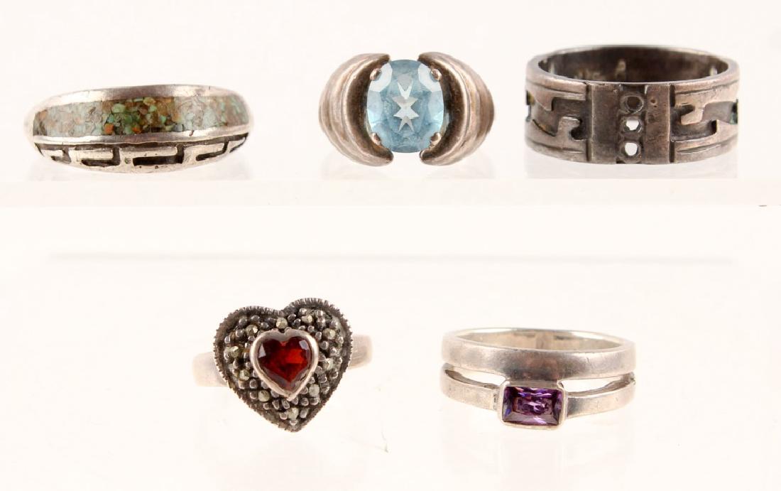 5 SIGNED STERLING SILVER FASHION RINGS (1 of 5)