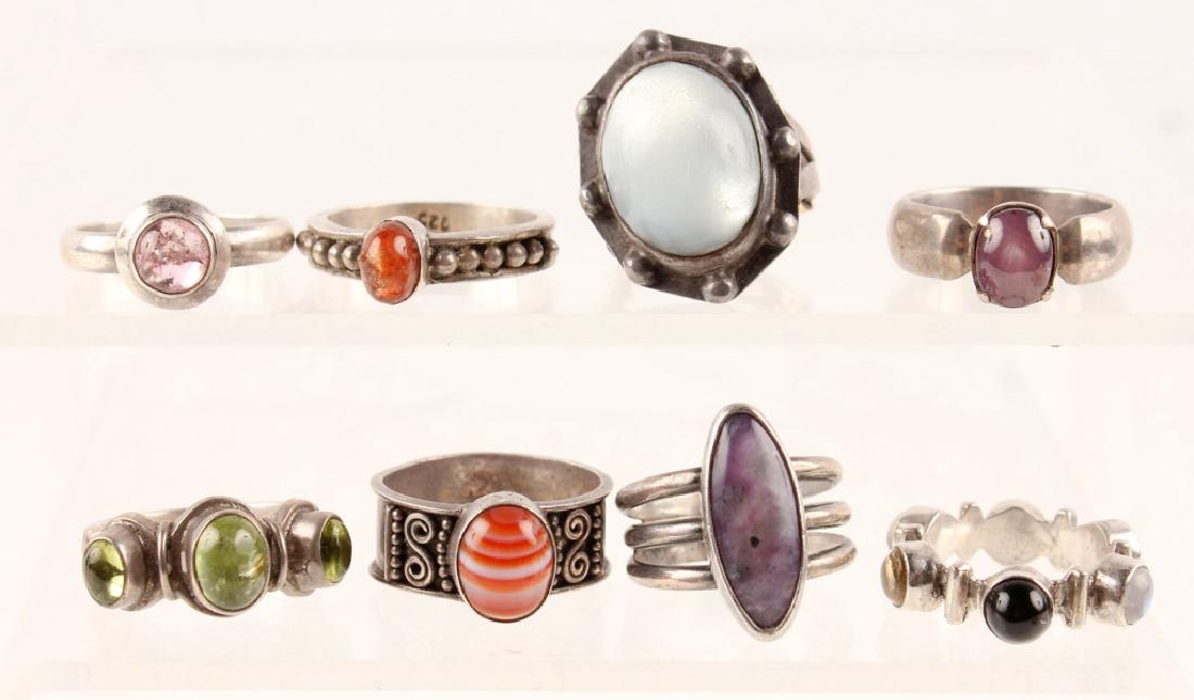8 STERLING SILVER FASHION RINGS MIXED STONES (1 of 5)