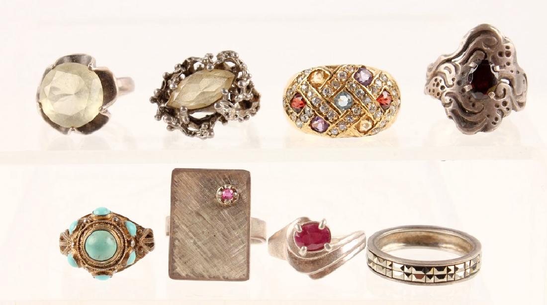 8 STERLING SILVER FASHION RINGS MIXED STONES (1 of 4)