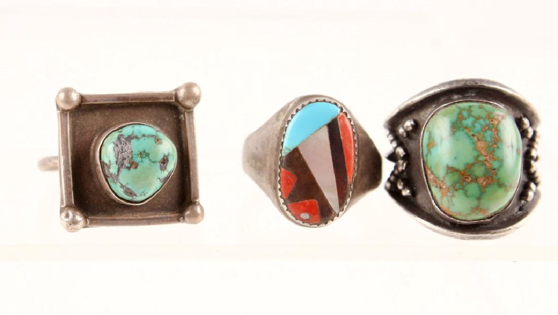3 MENS STERLING SILVER TURQUOISE RINGS (1 of 2)