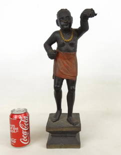 19th c. Tobacconist Figure: 19th c. counter top tobacconist figure. Polychrome painted wood. 18" Ht..