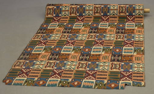 Bolt Of Fabric: C. 1940's bolt of fabric with Native American designs.