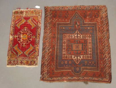 Oriental Rugs: Lot (2) Oriental scatter rugs. 40" x 46" and 18" x 36".