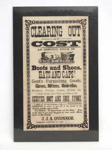 Broadside: Early Ct. broadside "Clearing Out At Cost....Chester, January 7th, 1885". Sight 21" x 12".