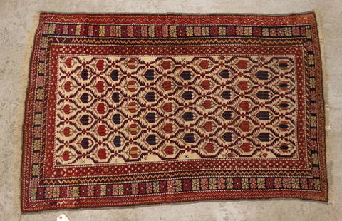 Early Oriental Scatter Rug: Early Oriental scatter rug. 3' 7" x 5' 10".