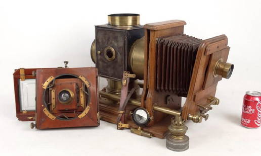 Early Camera Lot: Lot including early camera (18" x 10" x 15 1/2' Ht.), early camera part.