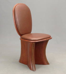 Modern Design Hardwood Chair: Modern design hardwood chair with upholstered seat. 19" seat Ht., 38" overall Ht..