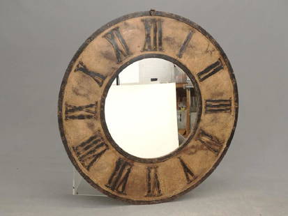 Clock Mirror: Sheet iron clock mirror. 42" D..