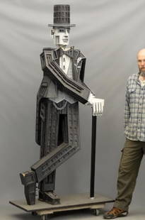 James Grashow (b. 1942): James Grashow (b. 1942), "Tuxedo Man" sculpture. 42" x 22" x 89" Ht..